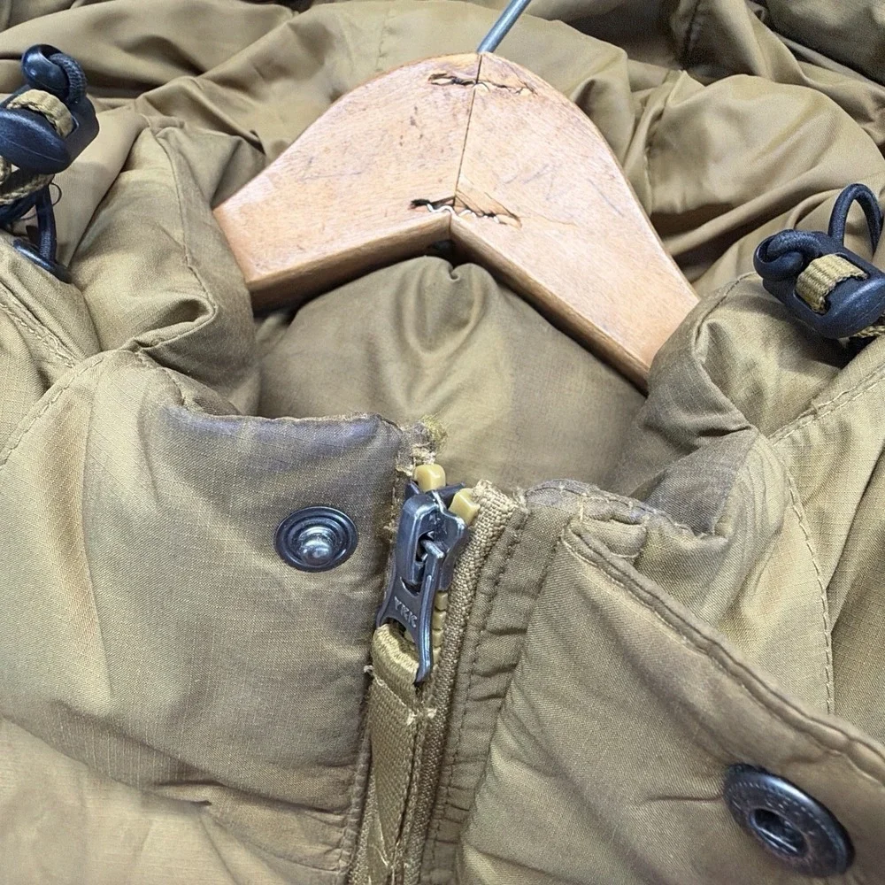 LL Bean Goose Down Parka Jacket Mens XL Brown Hooded Puffer